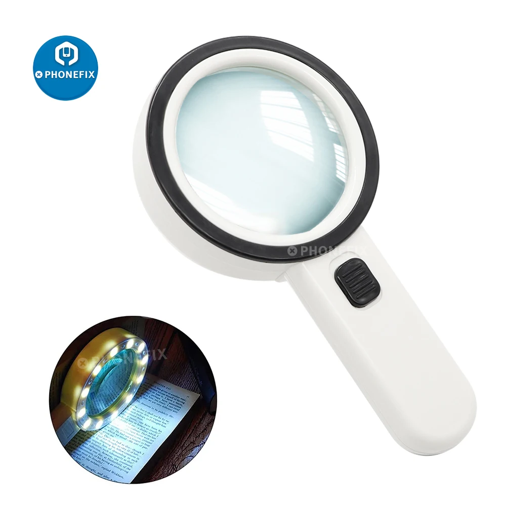 30X 12LED Lights Large Magnification Magnifying Glass Handheld