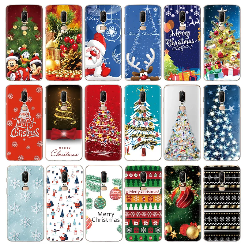 

Merry Christmas Tree Print luxury Cases for One Plus 5T 6T 6 3 5 Case Silicone Soft TPU Bags Cover for One Plus 7 Pro Case Coque