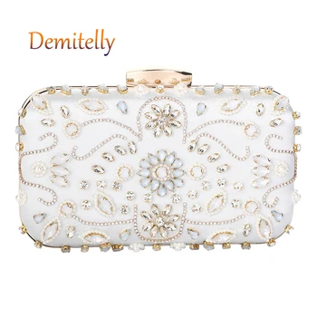 

Fashion Bead Embroidery Women's Small Square Bag New Diamond Decoration Ladies Dinner Bag Shoulder Messenger Bag Handbag Purse