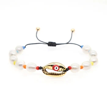 

GO2BOHO Shell Chic Bracelets Women Bracelet Fresh Water Pearl Boho Jewelry Gift Summer Beach Pulseras Mujer Handmade Adjustable