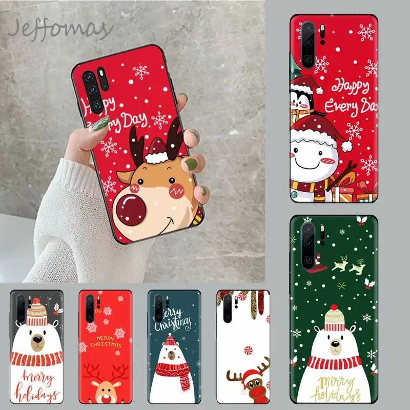 Чехол для телефона с рождественским оленем и медведем чехол Huawei P9 P10 P20 P30 Lite 2016 2017