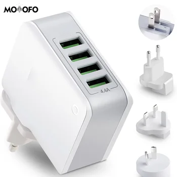 

Multiple USB Charger, 4 Ports International USB Plug, 5V / 4.4A English / European / American / Australian Plug Adapter