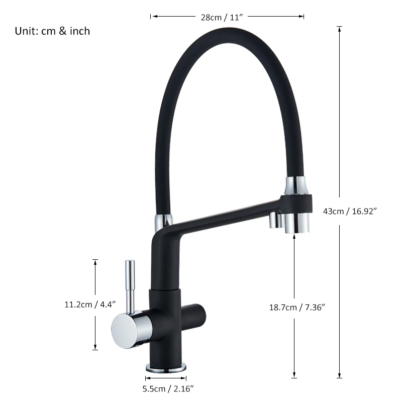  Quyanre Black White Filtered Kitchen Faucets Pull Out 360 Rotation Mixer Tap Pure Water Crane For K - 4000053117421