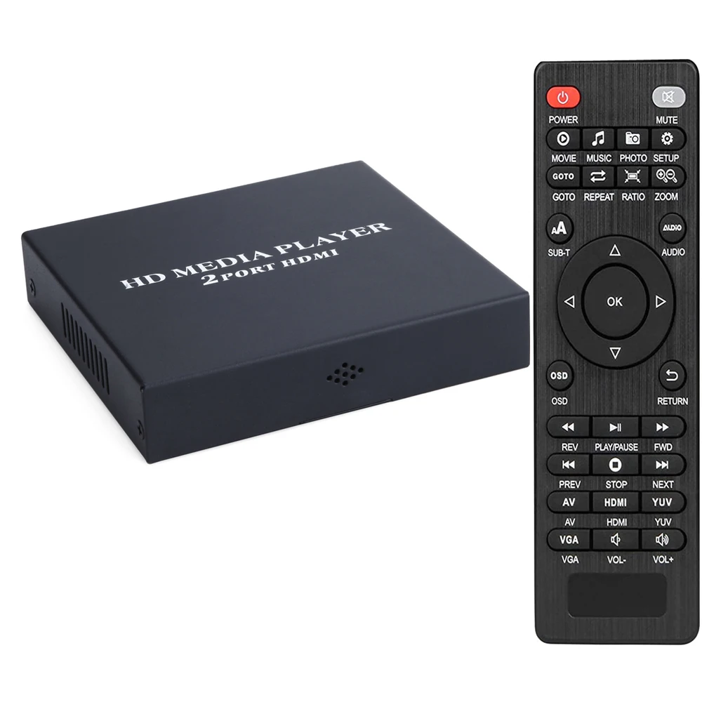 1080P media player with dual HDMI output, portable MP4 player for video/photo/music support USB/SD card/HDD-HDMI/AV/VGA output - ANKUX Tech Co., Ltd