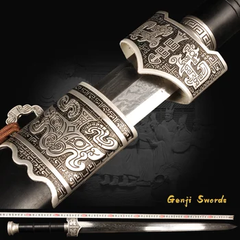 

Damascus Folded Steel Full Tang Chinese Sword Zhao Yun Sword Gold and Silver optional