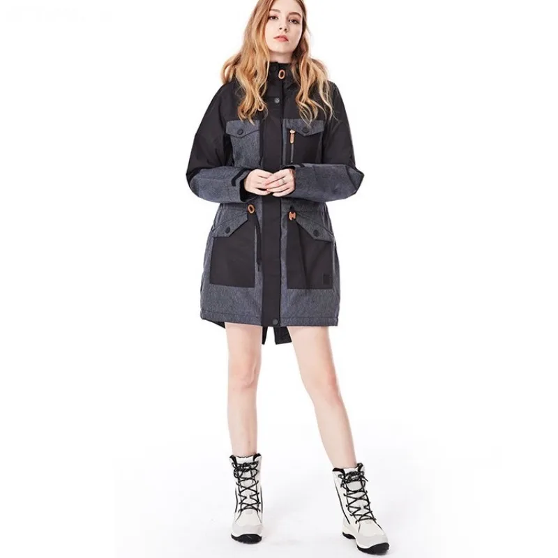 Зимняя женская брендовая Высококачественная Лыжная куртка с капюшоном, роскошная камуфляжная теплая ветрозащитная водонепроницаемая куртка для сноубординга XS-L