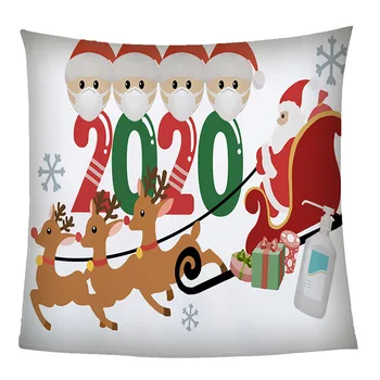 

Flannel Blanket 2020 Christmas Blanket with Elk Santa Clause Pattern Lucky Family 4 People Home carpet decoration BV789