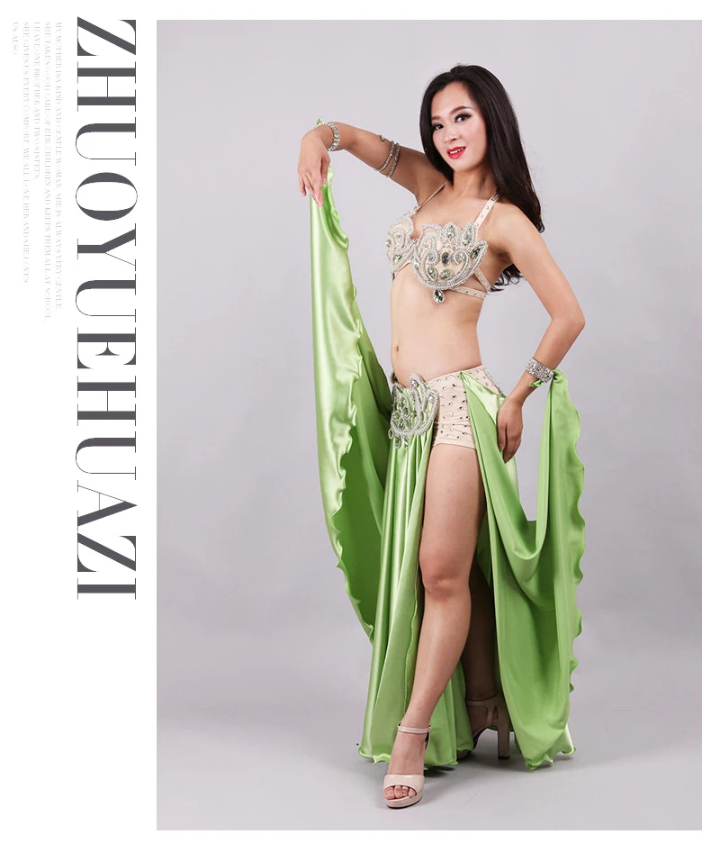 Performance Dancewear Bellydance Clothes Outfit Professional Women Egyptian Costume 2 pieces/Set bra skirt(include Waist& pant