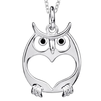 

925 Sterling Silver Owl Love Pendant Necklace 2020 Ladies Fashion Jewelry Best Gift for Girlfriend and Mother