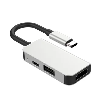 USB Type C 3.1 to HD 2 USB 3.0 Dock Hub 3 In 1 USB C Hub Adapter 4K Video PD Charge Converter for Macbook/Pro 1