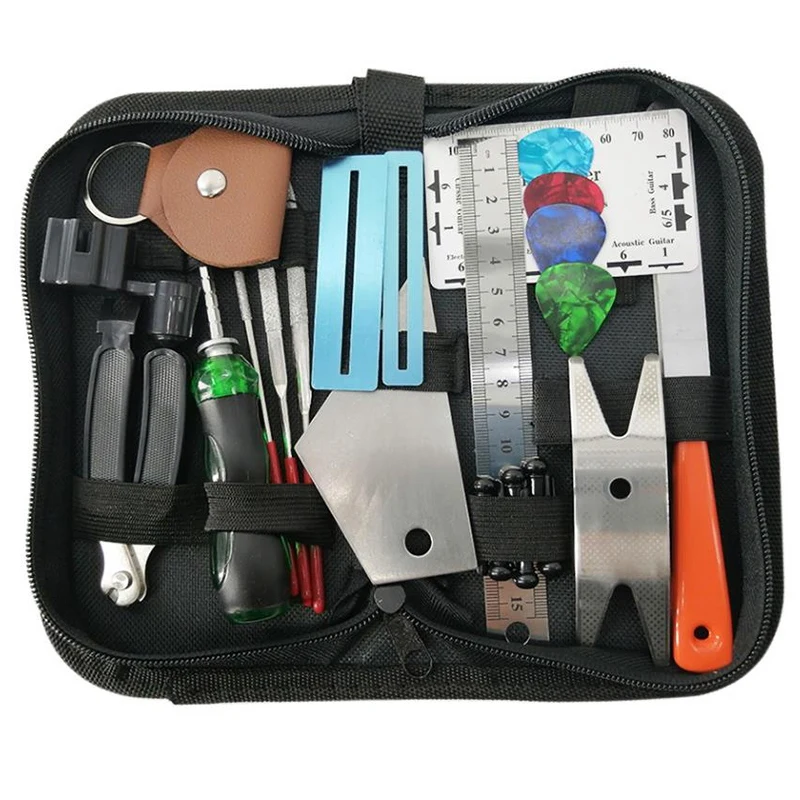 

24Pcs Guitar Tool Kit Maintenance Tool String Kit String Operation Ruler Measurement Tool Multi-Function Wrench Set