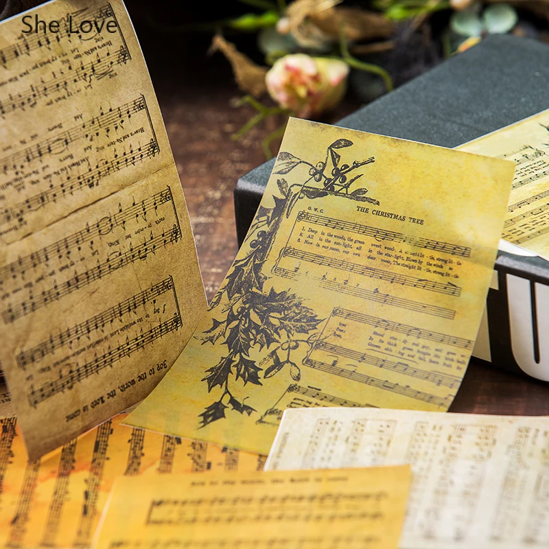Chzimade 16Pcs/lot Retro Music Book Pages Vellum Paper For Diy Journal Planner Scrapbooking Decorative Crafts | Дом и сад