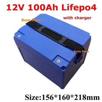 

waterproof 12V 100AH lifepo4 battery With BMS for camping backup power inverter RV boat inverter vehicle RV AGV +10A Charger