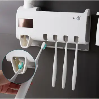 

AsyPets Ultraviolet Disinfection Automatic Toothbrush Rack for Toothpaste Toilet Wall Storage