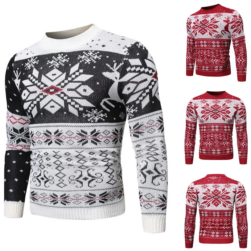 

CYSINCOS Christmas Sweater Unisex Men Women Winter Knitted Pullover 2018 Printed Sweater Couples Xmas Sweater Male Pull Femme