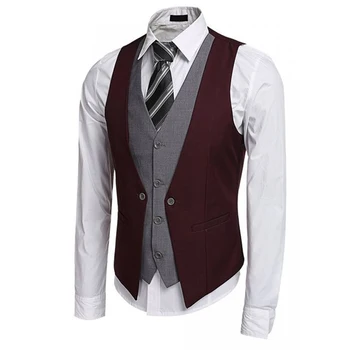 

Burgundy Mens Vest for Wedding Groomsmen Vest Slim Fit Wedding Vests Men's Waistcoat Groom Vests