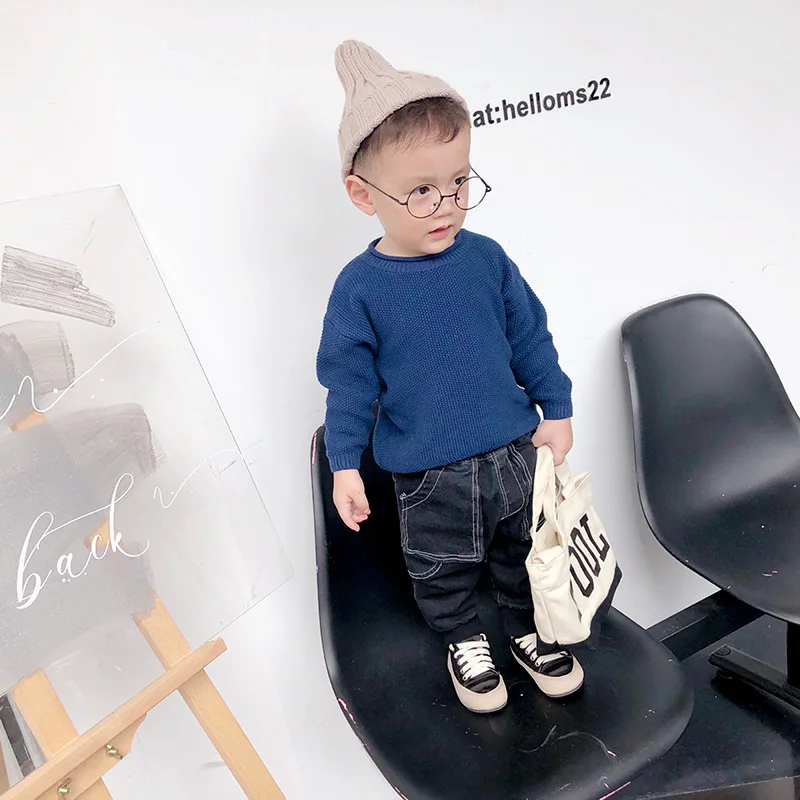Детский свитер г. Осенне-зимний однотонный Детский свитер в Корейском стиле базовый свитер для маленьких девочек и мальчиков