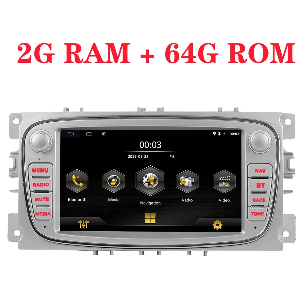 A-2G-64G 2 Din 7 ''Android для Ford Focus 2 S-Max Mondeo MK4 Galaxy C-Max стерео автомагнитолы gps навигация автомобильный android мультимедийный плеер - Цвет: A-2G-64G