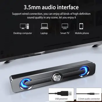 

USB Wired Computer Speaker Portable 9D Stereo Sound Subwoofer Bass Soundbar Desktop Sound Bar Music Player Speaker For Laptop