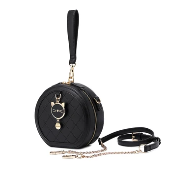 

Cute Round Car Hand Bag Golden Chain Zipper bolsas Round Shoulder Bag Handbag Evening Party Shoulder Bags