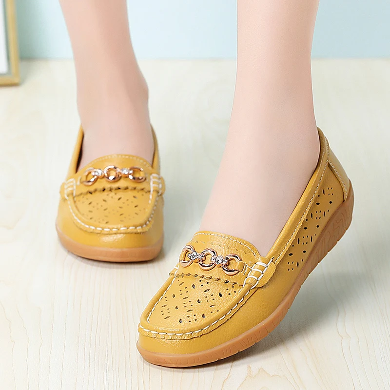 Summer Women Casual Flats Shoes Cut Out Loafer Office Slip-on Moccasins Plus Size 35-42 women shoes women flats casual shoes
