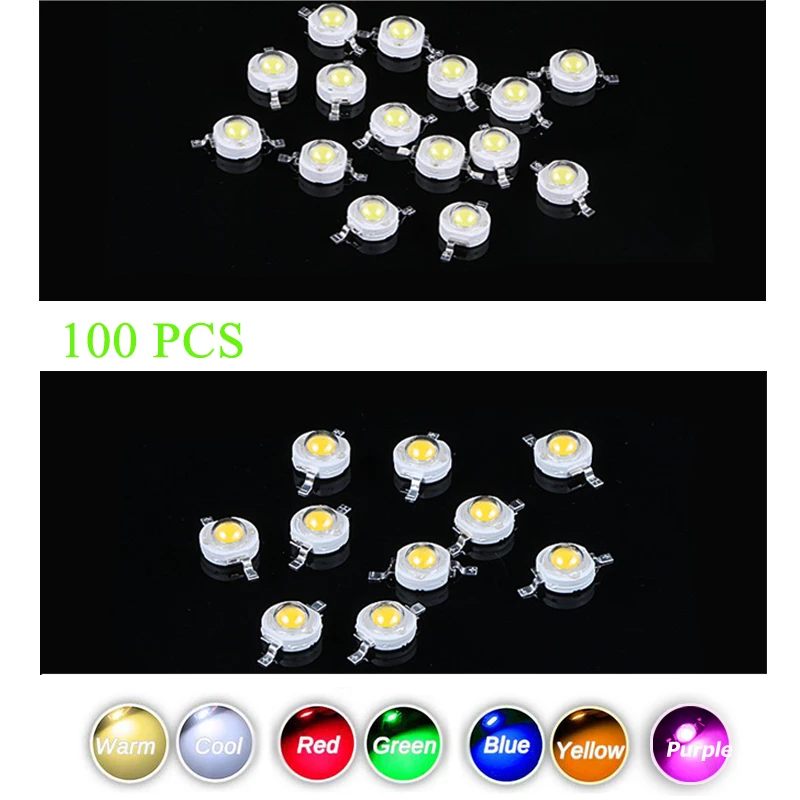 100 шт. оптовая продажа диодный чип SMD белый RGB желтый 1 Вт высокой мощности
