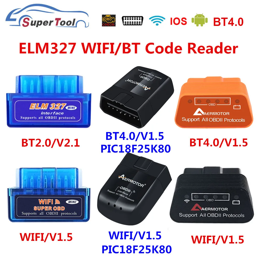 OBD2 Scanner OBD2 ELM327 4.0 OBD ELM327 Bluetooth V1.5 V2.1 ELM 327 WIFI/WI-FI V1.5 OBDII Car Diagnostic Scanner Tool For Android/IOS/Windows