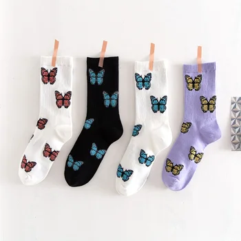 

3 Pairs/set New Butterfly Socks Women Streetwear Harajuku Crew Women Socks Fashion EU Size 35-40 Dropshipping Supply