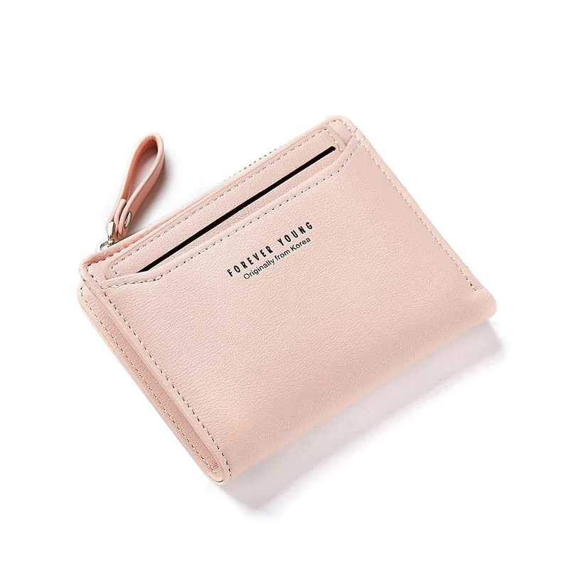 Women Wallets with Individual ID Card Holder Zipper Coin Pocket Ladies Small Purses Female Wallet Carteira High Quality - Цвет: Розовый