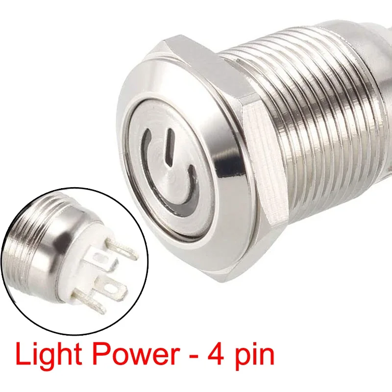 Водонепроницаемый светодиодный металлический выключатель 3 в 5 В 9 12 24 220 без