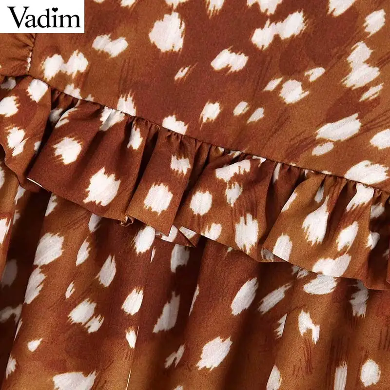 Vadim женское мини-платье в стиле ретро с оборками и принтом, с длинным рукавом, на молнии сбоку, женские повседневные удобные прямые шикарные платья, vestidos QC821