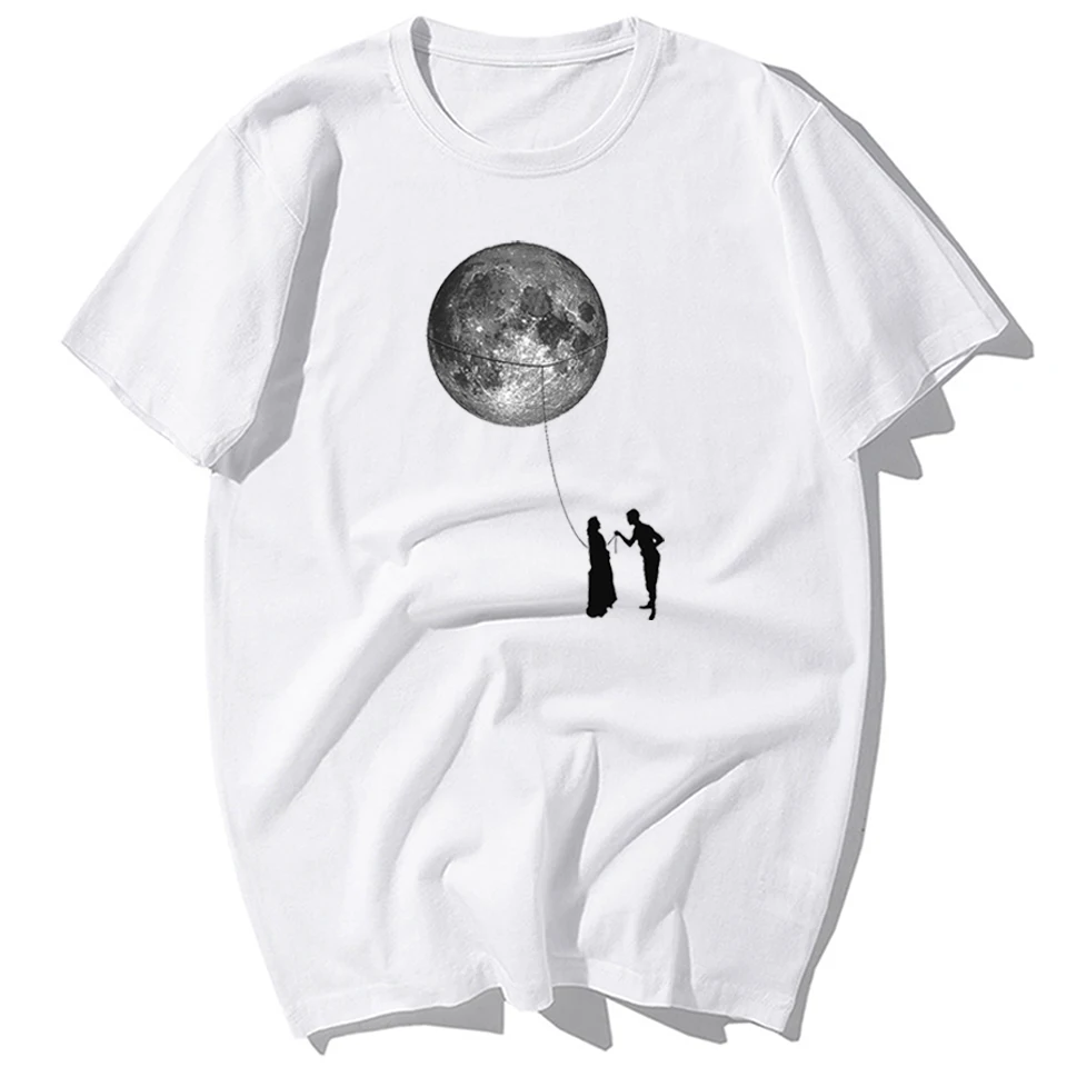 Модные дать You The Moon пара футболка &quotВлюбленные&quot Мужская Летняя Повседневная 100%
