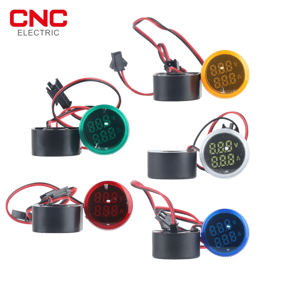

CNC 1pc 22mm AC50-500V 0-100A Volt Voltage Tester Meter Round Mini Digital Voltmeter Ammeter Dual LED Indicator Pilot Lamp Light