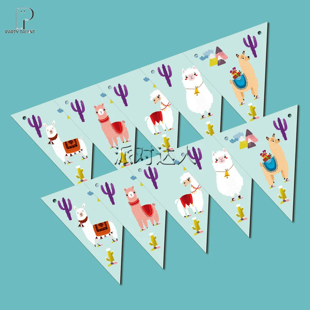 1 Set Paper Banner Bunting Pennant For Kids Boys Llama Alpaca Theme Party Supplies Including 10 Flags And A String | Дом и сад