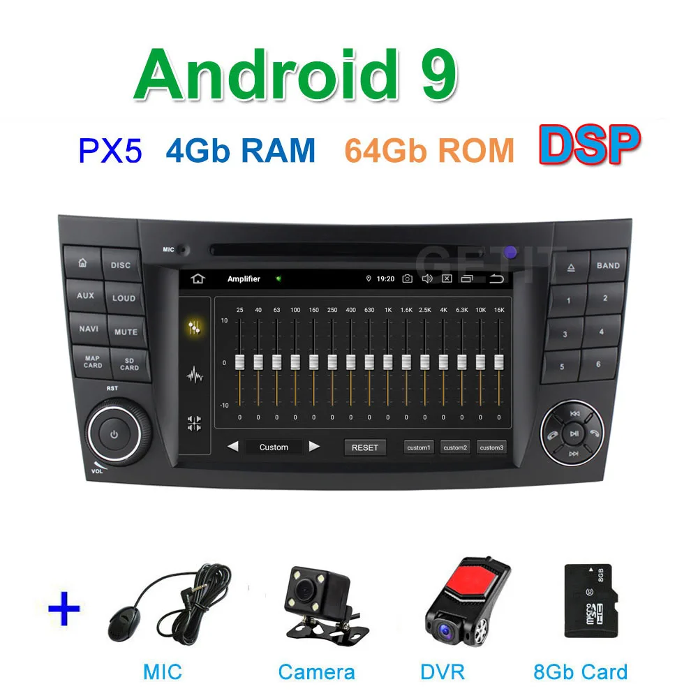 PX6 Автомобильный DVD стерео Мультимедиа Радио Android 9 для Mercedes Benz e-класс W211 E200 E220 E300 E350 E240 E270 E280 CLS класс W219 - Цвет: PX5 CAM DVR SD-DSP