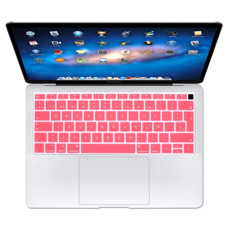 Испанский для MacBook Air 13 силиконовый чехол для клавиатуры защита кожи для новейшего Macbook Air 13,3 дюймов retina A1932 - Цвет: Pink