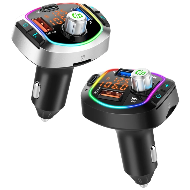 Автомобильный беспроводной FM-передатчик Bluetooth 5 0 быстрая зарядка с двойным USB PD3.0 |