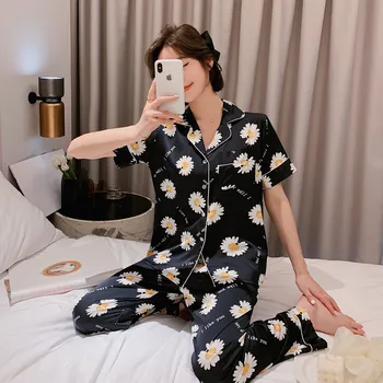 

Woman's pajamas Summer silk Satin sleepwear Pajamas set Women