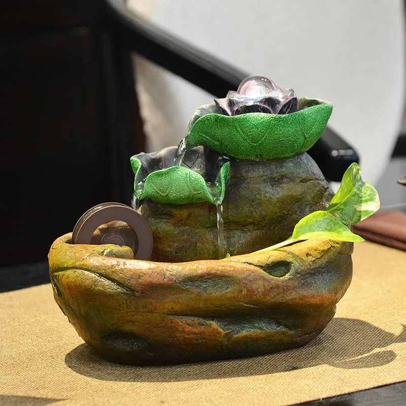 220V скала фонтан Feng Shui крытый фонтаны воды Lucky домашний декор Настольный водопад