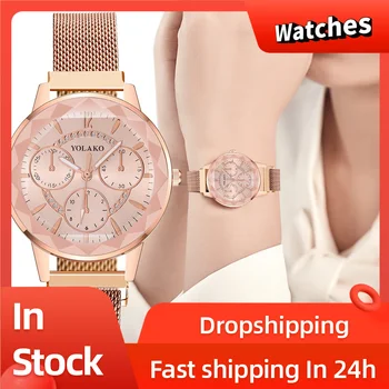 

Women Minimalist Calendar Watch Stainless Steel Mesh Belt Women's Quartz Rhinestone Designer Ladies Clock Simple Dress Gfit 2020