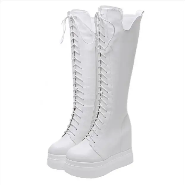 

12CM wedge with ultra high heels thick bottom increased boots high boots fashion women's boots
