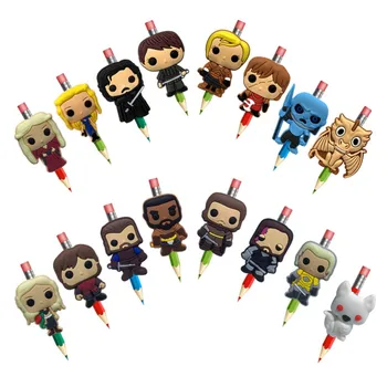 

50pcs/lot Cartoon Game of Thrones Figure PVC Pen Caps Pencil Topper Office Stationery School Supply Straw Accessory Gift Kids