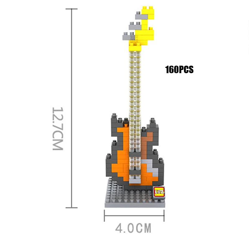 Популярные рок-группы Музыкальные инструменты микро алмазный блок бас Джаз барабанный Набор Классическая гитара саксофон nanoBRICKS модель игрушки