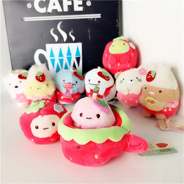 10Pcs/Set Sumikko Gurashi Strawberry Series Plush Stuffed Toys Doll Sumikkogurashi Plush Toys Lovely Girls Toys For Children