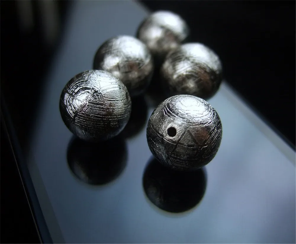

Genuine Natural Gibeon Iron Meteorite Moldavite Silver Loose Round Beads For Jewery Accessory AAAAA 6mm 7mm 8mm 9mm 10mm 12mm