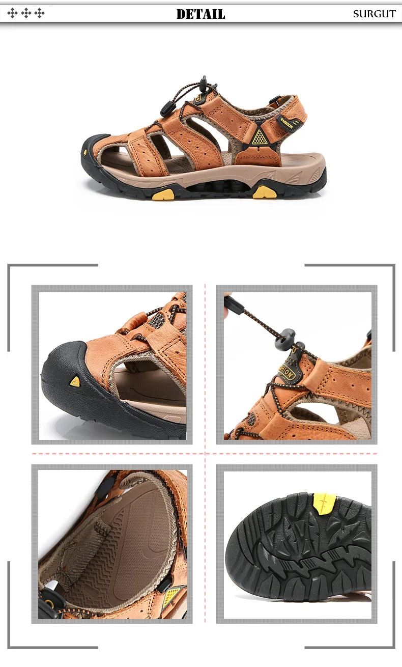 SURGUT/Новинка года; Мужская обувь; мужские сандалии из натуральной кожи; Летняя мужская обувь; пляжная обувь; мужские модные уличные повседневные кроссовки; размер 48
