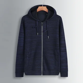 

Big Size Male Cardigan Loose Men Belt Cap Solid Color Knitting Shirt Plus Fat plus Knitting Sweater Leisure Coat Male