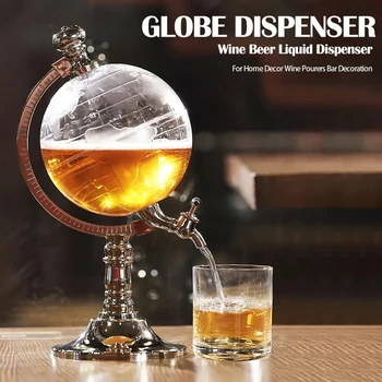

Hot Mini Beer Dispenser Machine Drinking Vessels Globe Shape Transparent Layer Design Bar Beer Kitchen Drinking Wine Dispenser
