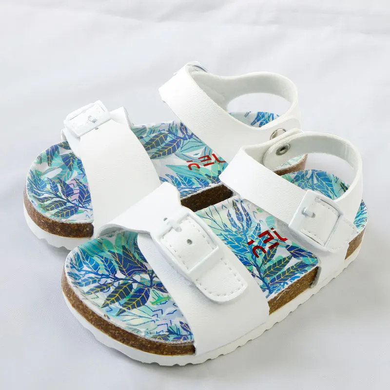 Летняя детская обувь модные детские сандалии из искусственной кожи с пробками