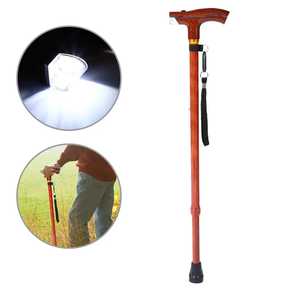 Многофункциональная противоскользящая Регулируемая складная трость, походные тростниковые костыли, светодиодный светильник для пожилых людей, Disab светодиодный алюминиевый сплав